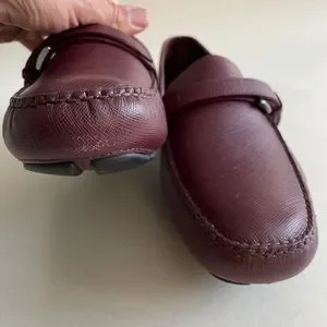 Prada | Shoes | Prada Saffiano Burgandy Drivers Loafers  display picture 3